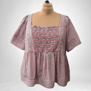 OLD NAVY Flutter-Sleeved Smocked Babydoll Swing Blouse NWT! 3X   3XL